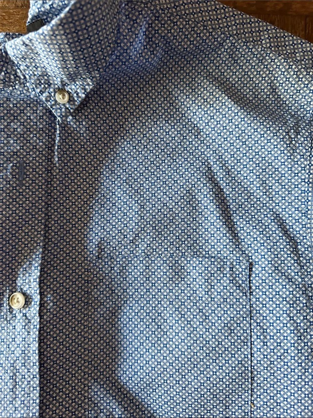 Banana Republic Light Blue Micro-Pattern Short-Sleeve Button-Down